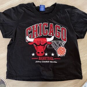 Black Chicago Basketball Graphic Crop Top
